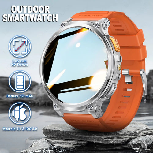 "LIGE K66 Outdoor Smart Watch – 1.85" HD Display, Bluetooth Call & Flashlight, 730mAh Battery