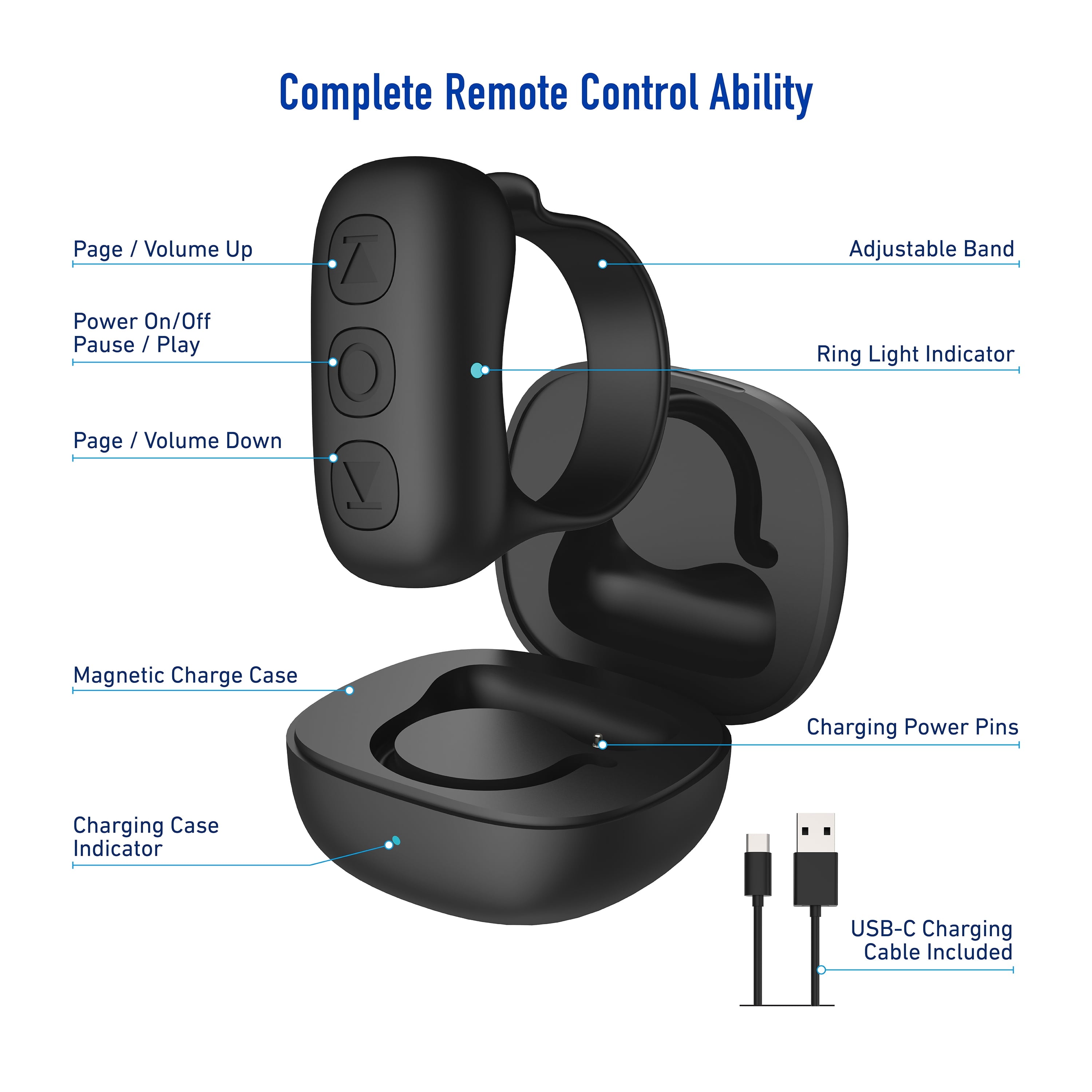 Hands-Free Bluetooth Ring – Scroll & Film Without Touching Your Phone