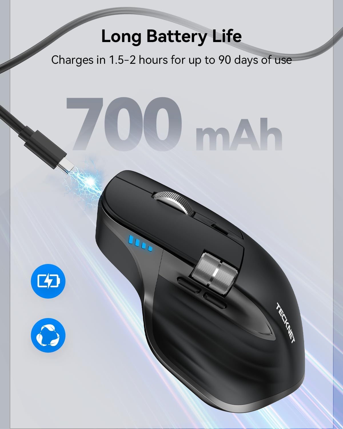 Wireless Gaming Mouse – Rechargeable, 700mAh Long Battery Life