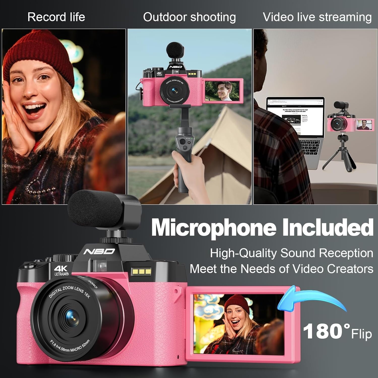 4K Digital Cameras for Photography,48 MP Autofocus Vlogging Camera with 52Mm Wide Angle & Macro Lens